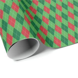Papier Cadeau Papier d'enveloppement de Jacquard rouge et vert