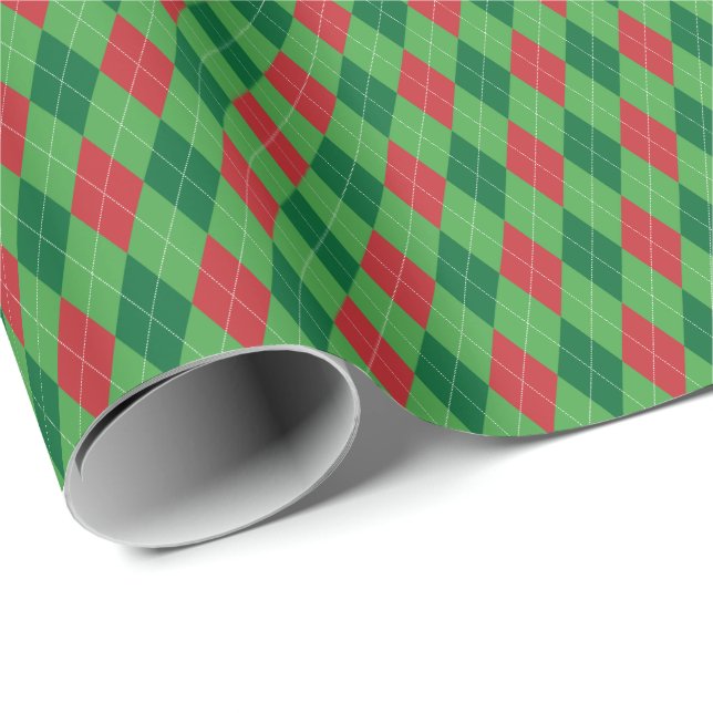 Papier Cadeau Papier d'enveloppement de Jacquard rouge et vert (Coin rond)