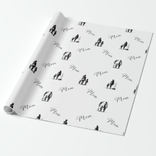 Papier Cadeau Papier d'enveloppement de la fête des mères   Papi