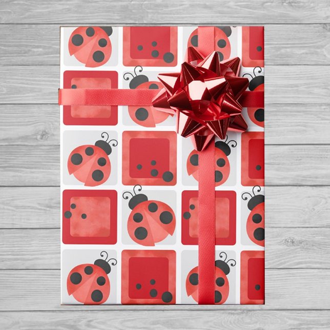 Papier Cadeau Papier d'enveloppement de la partie Ladybug de l'a (Watercolor Ladybug Wrapping Paper)