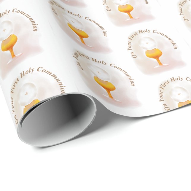 Papier Cadeau Papier d'enveloppement de la première sainte commu (Coin rond)