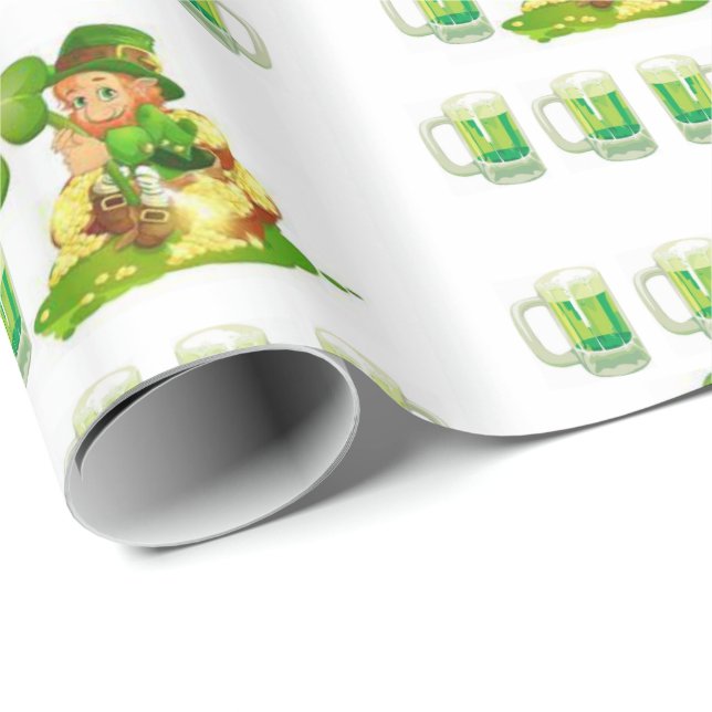 Papier Cadeau Papier d'enveloppement de la Saint-Patrick (Coin rond)