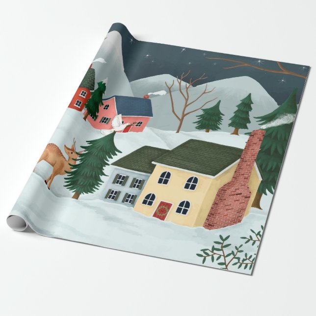 Papier Cadeau Papier d'enveloppement de la scène de NOËL (Déroulé)