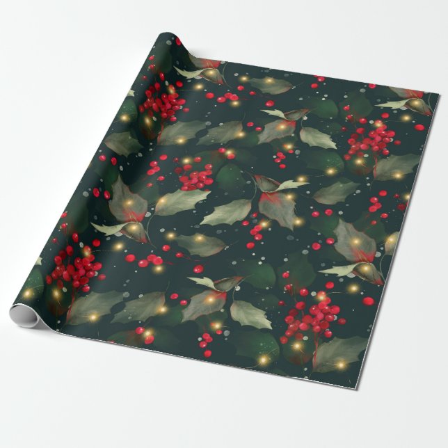 Papier Cadeau Papier d'enveloppement de la terre claire de Noël (Déroulé)