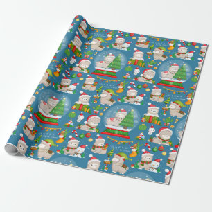 Papier Cadeau Papier d'enveloppement de lamas de Noël