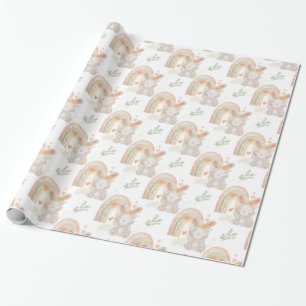 Papier Cadeau Papier d'enveloppement de lapin neutre pour bébé