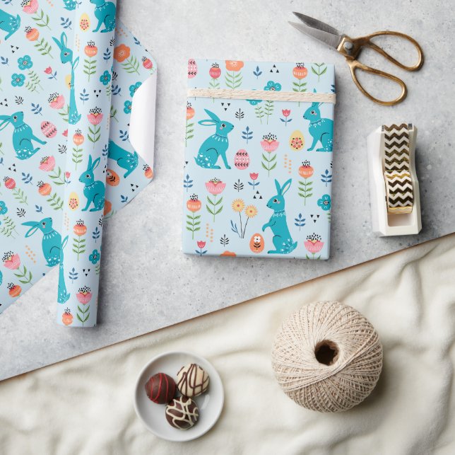 Papier Cadeau Papier d'enveloppement de lapins de Pâques (Artisanat)