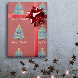 Papier Cadeau Papier d'enveloppement de l'arbre de Noël Kawaii