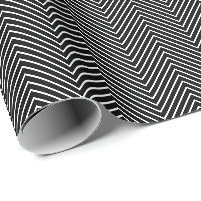 Papier Cadeau Papier d'enveloppement de ligne Chevron - blanc su (Coin rond)
