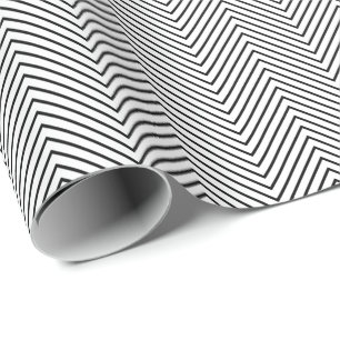 Papier Cadeau Papier d'enveloppement de ligne Chevron - noir sur