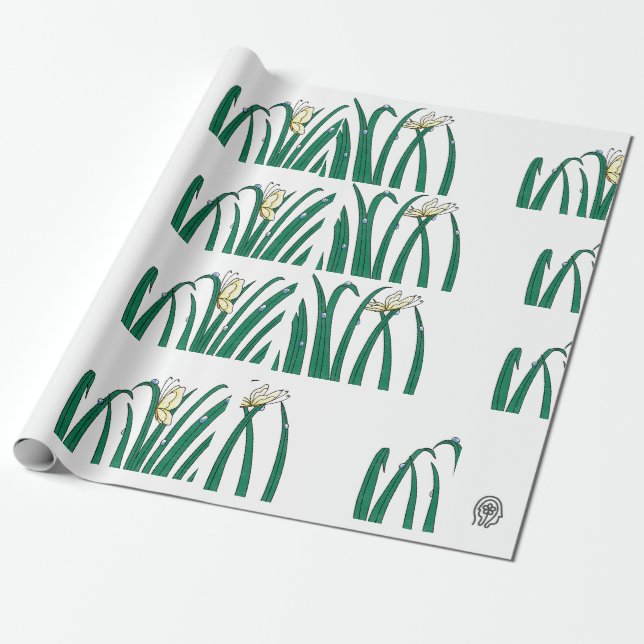 Papier Cadeau Papier d'enveloppement de logo Happier Living (Déroulé)
