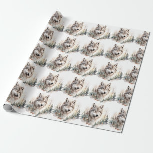 Papier Cadeau Papier d'enveloppement de loup d'hiver