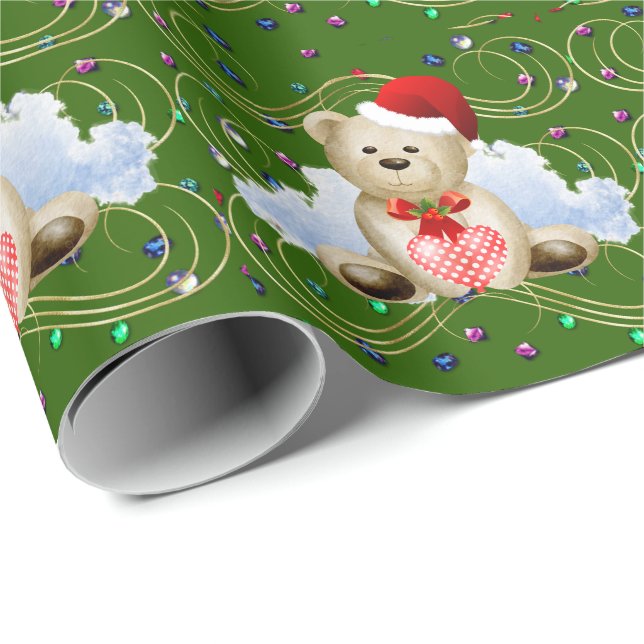 Papier Cadeau Papier d'enveloppement de l'ours et du coeur en pe (Coin rond)