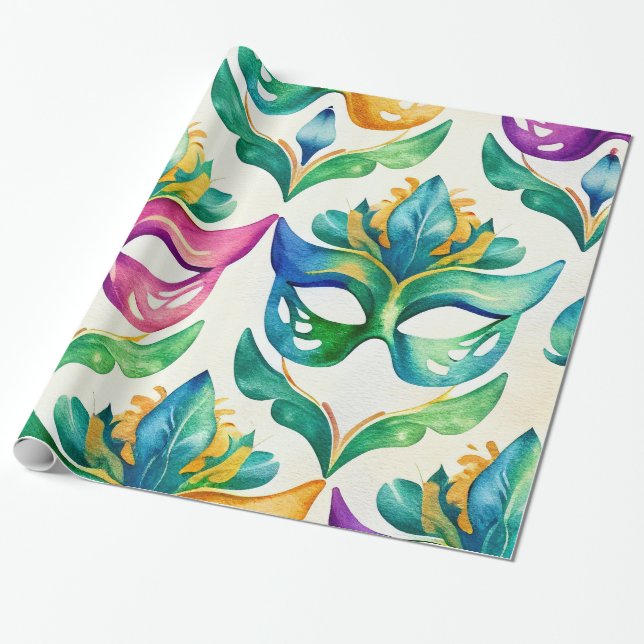 Papier Cadeau Papier d'enveloppement de Masque Mardi Gras (Déroulé)