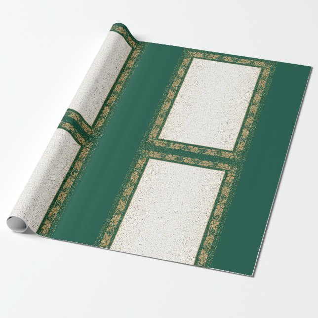 Papier Cadeau Papier d'enveloppement de matte doré et vert (Déroulé)