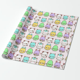 Papier Cadeau Papier d'enveloppement de monstres Kawaii