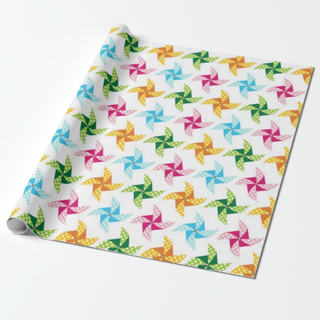 Papier Cadeau Papier d'enveloppement de Motif à roue couleur viv (Déroulé)