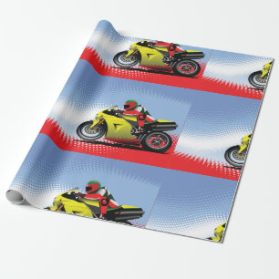 Papier Cadeau Papier d'enveloppement de motocyclette jaune