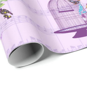 Papier Cadeau Papier d'enveloppement de musique violet Birdcage 