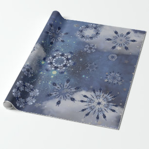 Papier Cadeau Papier d'enveloppement de neige bleue