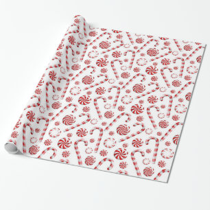 Papier Cadeau Papier d'enveloppement de Noël à la menthe blanche