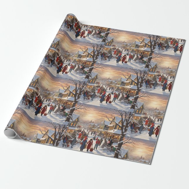 Papier Cadeau Papier d'enveloppement de Noël africain-américain (Déroulé)