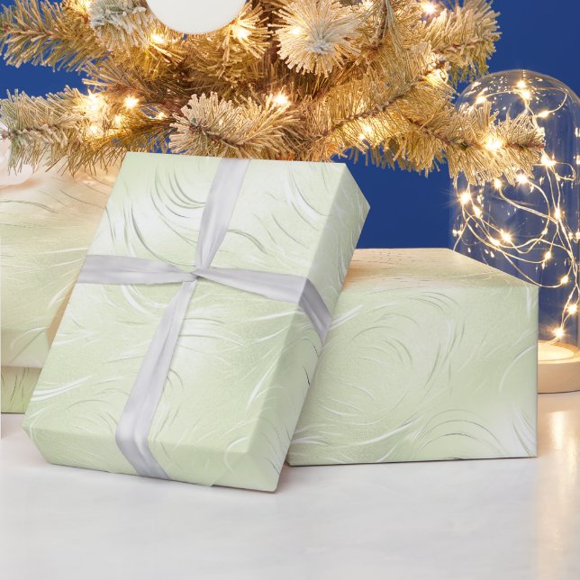 Papier Cadeau Papier d'enveloppement de Noël argent vert Sage (Vacances)