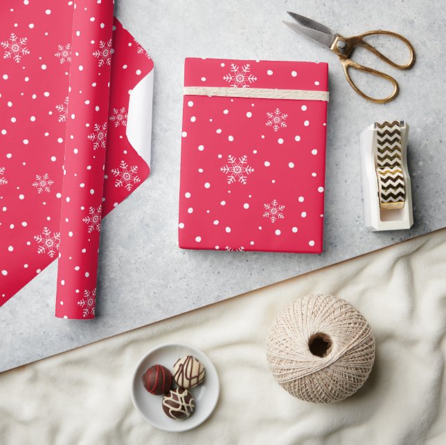 Papier Cadeau Papier d'enveloppement de Noël avec flocons de nei (Artisanat)