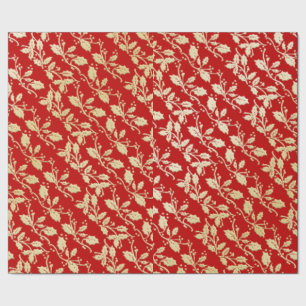 Papier Cadeau Papier d'enveloppement de Noël blanc rouge et or