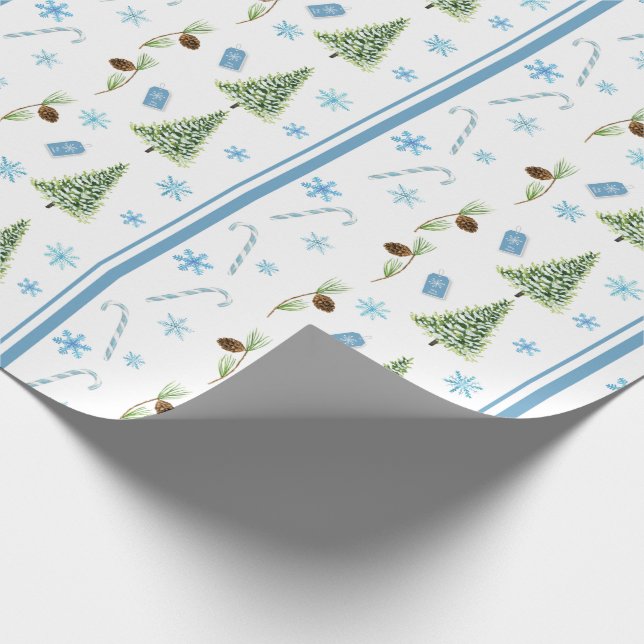 Papier Cadeau Papier d'enveloppement de Noël bleu (Coin)