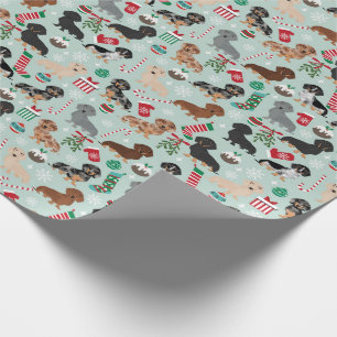 Papier Cadeau Papier d'enveloppement de Noël Dachshund