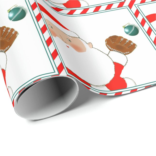 Papier Cadeau Papier d'enveloppement de Noël de baseball (Coin rond)