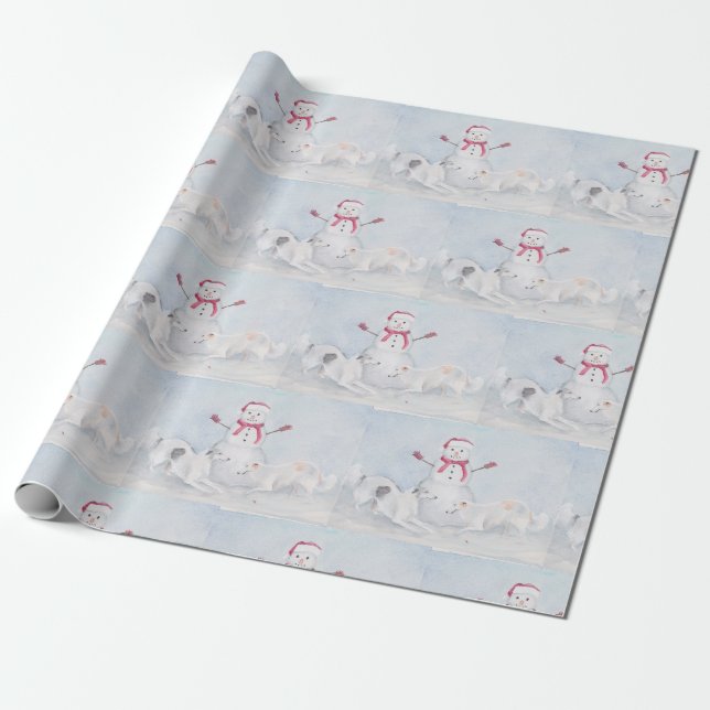 Papier Cadeau Papier d'enveloppement de Noël de Borzoi Wolfhound (Déroulé)