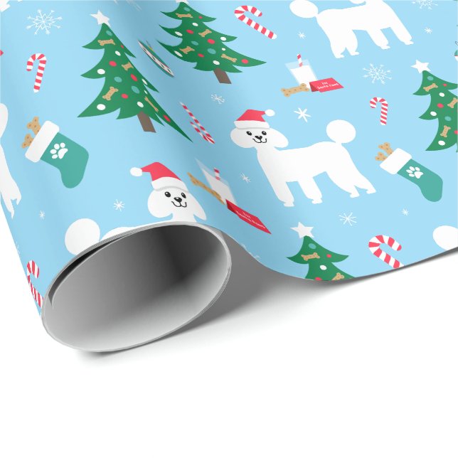 Papier Cadeau Papier d'enveloppement de Noël de caniche (Coin rond)