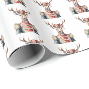 Papier Cadeau Papier d'enveloppement de Noël de cerfs d'animaux