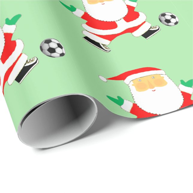 Papier Cadeau Papier d'enveloppement de Noël de football (Coin rond)