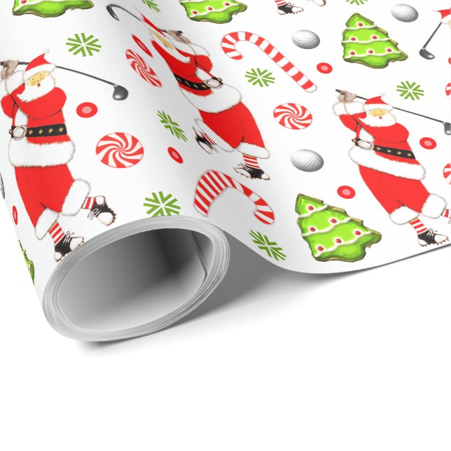 Papier Cadeau Papier d'enveloppement de Noël de golf (Coin rond)