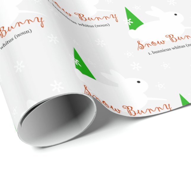 Papier Cadeau Papier d'enveloppement de Noël de lapin de neige (Coin rond)