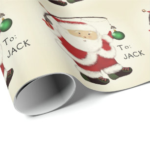 Papier Cadeau Papier d'enveloppement de Noël de pêche personnali
