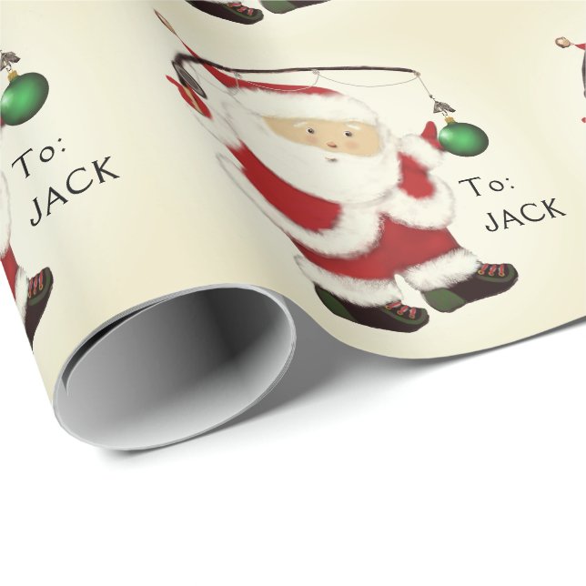 Papier Cadeau Papier d'enveloppement de Noël de pêche personnali (Coin rond)