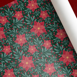 Papier Cadeau Papier d'enveloppement de Noël de Poinsettia