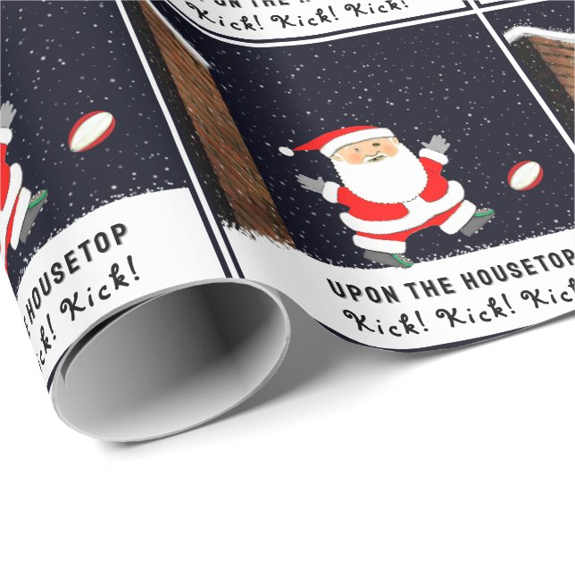 Papier Cadeau Papier d'enveloppement de Noël de rugby (Coin rond)