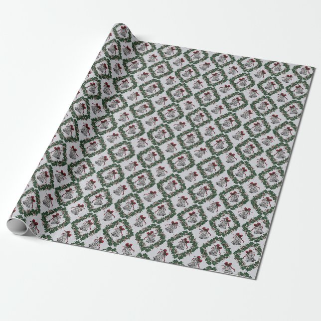 Papier Cadeau Papier d'enveloppement de Noël des cloches d'argen (Déroulé)