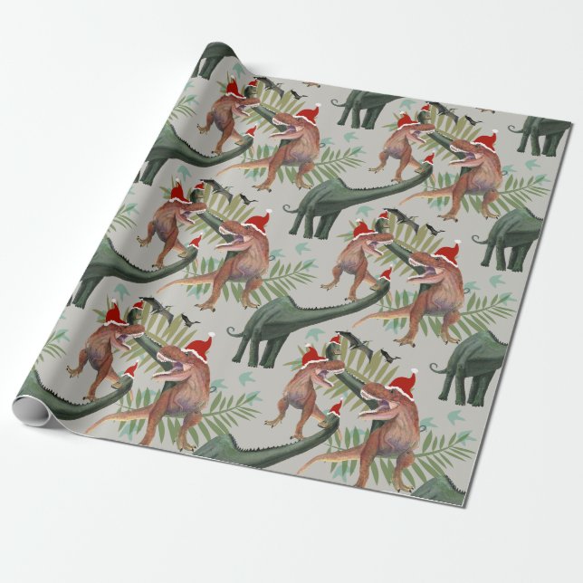 Papier Cadeau Papier d'enveloppement de Noël Dinosaur (Déroulé)