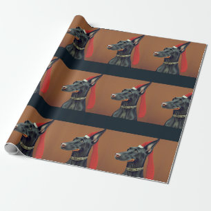 Papier Cadeau Papier d'enveloppement de Noël Doberman Pinscher