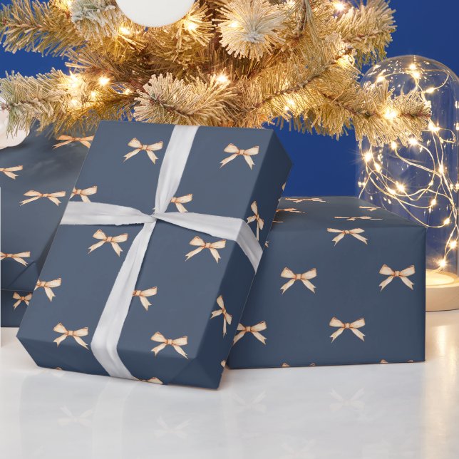 Papier Cadeau Papier d'enveloppement de Noël Elégant Gold Bow (Vacances)