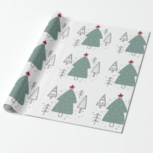 Papier Cadeau Papier d'enveloppement de Noël en noir vert