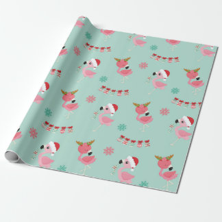 Papier Cadeau Papier d'enveloppement de Noël Flamant rose rose