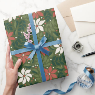Papier Cadeau Papier d'enveloppement de Noël Floral Fleur sauvag