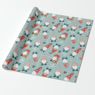 Papier Cadeau Papier d'enveloppement de Noël Gnomes